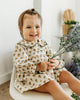 Ina Block Print Floral Baby Dress & Bloomer Set (Linen)