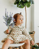 Ina Block Print Floral Baby Dress & Bloomer Set (Linen)