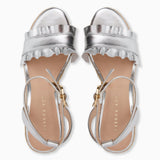 Jack Rogers Rozette Ruffle Wedge - Metallic Nappa