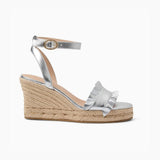 Jack Rogers Rozette Ruffle Wedge - Metallic Nappa
