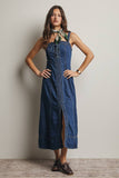 Forte Lace-Up Denim Maxi Dress FD0031