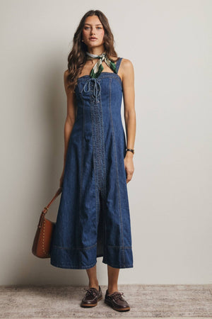 Forte Lace-Up Denim Maxi Dress FD0031
