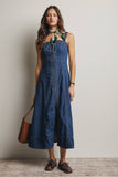 Forte Lace-Up Denim Maxi Dress FD0031