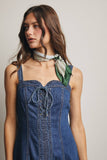 Forte Lace-Up Denim Maxi Dress FD0031