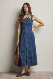 Forte Lace-Up Denim Maxi Dress FD0031