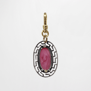 Magical Cat Eye Bubblegum Pink Glass Cabochon Sterling Silver Aja Charm
