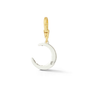Mixed Metal Crystal Crescent Moon Charm