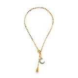Mixed Metal Crystal Crescent Moon Charm