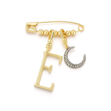 Mixed Metal Crystal Crescent Moon Charm