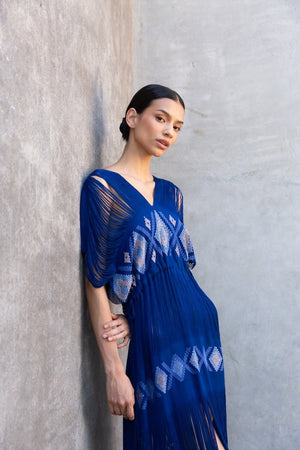 Monstera Holbox Blue Maxi dress