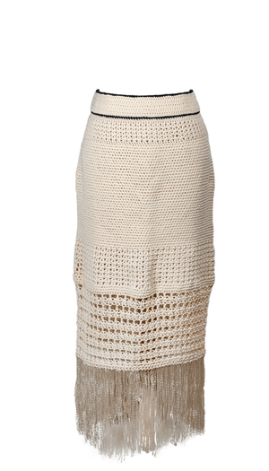 Montsera Tequila Ivory Crochet Midi Skirt