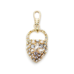 Nina Crystal Heart Lock Charm - Gold/Pearl