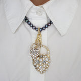 Nina Crystal Heart Lock Charm - Gold/Pearl