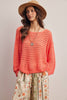 Open-Knit Stripe Sweater Top FSW0056
