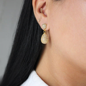 Pavé Crystal Egg Double Drop Stud Earring