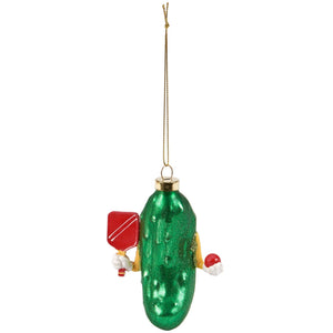 Pickleball Glass Ornament