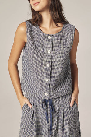 Plaid button down top