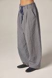 Plaid drawstring wide pants