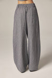 Plaid drawstring wide pants