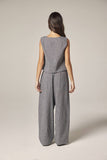 Plaid drawstring wide pants