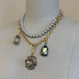 Plaza Long Natural Light Gray Pearl Chain Necklace Base