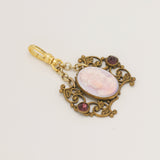 Victorian Glass Cameo with Amethyst Glass Filagree Frame Charm