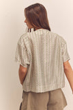 Amente Short Sleeve Sage Thread Pleated Blouse