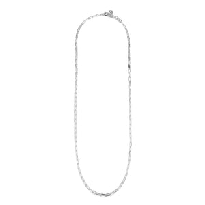 Silver-Plated Plaza Rectangle Chain Long Necklace