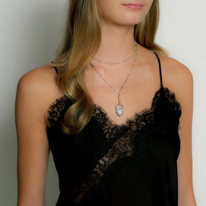 Silver-Plated Plaza Rectangle Chain Long Necklace