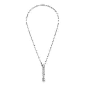 Silver-Plated Plaza Rectangle Short Link Necklace - Matte