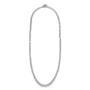 Silver-Plated Plaza Round Link Long Necklace-Matte