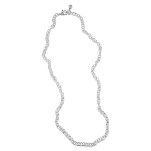 Silver-Plated Plaza Round Link Long Necklace-Matte