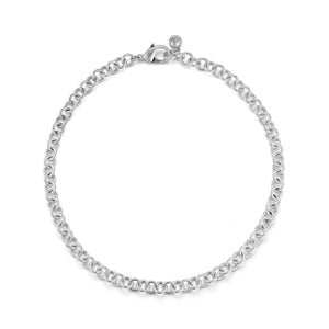 Silver-Plated Plaza Round Link Short Necklace-Matte
