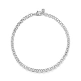 Silver-Plated Plaza Round Link Short Necklace-Matte