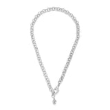 Silver-Plated Plaza Round Link Short Necklace-Matte