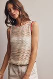 Forte Sleeveless Crochet Knit Top FSW0050