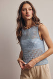 Forte Sleeveless Crochet Knit Top FSW0050
