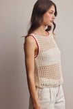 Forte Sleeveless Crochet Knit Top FSW0050