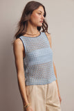 Forte Sleeveless Crochet Knit Top FSW0050