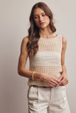 Forte Sleeveless Crochet Knit Top FSW0050