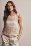 Forte Sleeveless Crochet Knit Top FSW0050