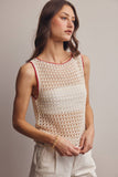 Forte Sleeveless Crochet Knit Top FSW0050
