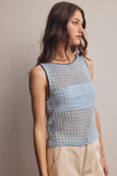 Forte Sleeveless Crochet Knit Top FSW0050