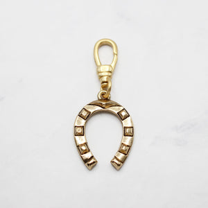 18K Gold-Plated Brass Studded Horseshoe Charm