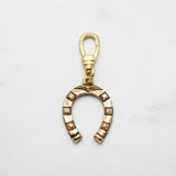 18K Gold-Plated Brass Studded Horseshoe Charm