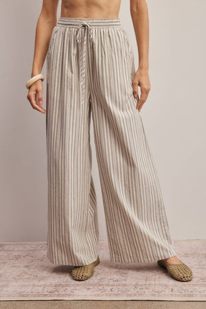 Forte Striped Cotton Wide-Leg Pants FP0019