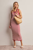 Forte Striped Crochet Knit Midi Dress FWD0001