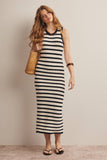 Forte Striped Crochet Knit Midi Dress FWD0001
