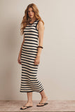 Forte Striped Crochet Knit Midi Dress FWD0001