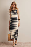 Forte Striped Crochet Knit Midi Dress FWD0001